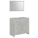 3 Piece Bathroom Furniture Set Concrete Grey Engineered Wood - Top-Down View
