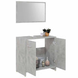 3 Piece Bathroom Furniture Set Concrete Grey Engineered Wood - 45-Degree Angle