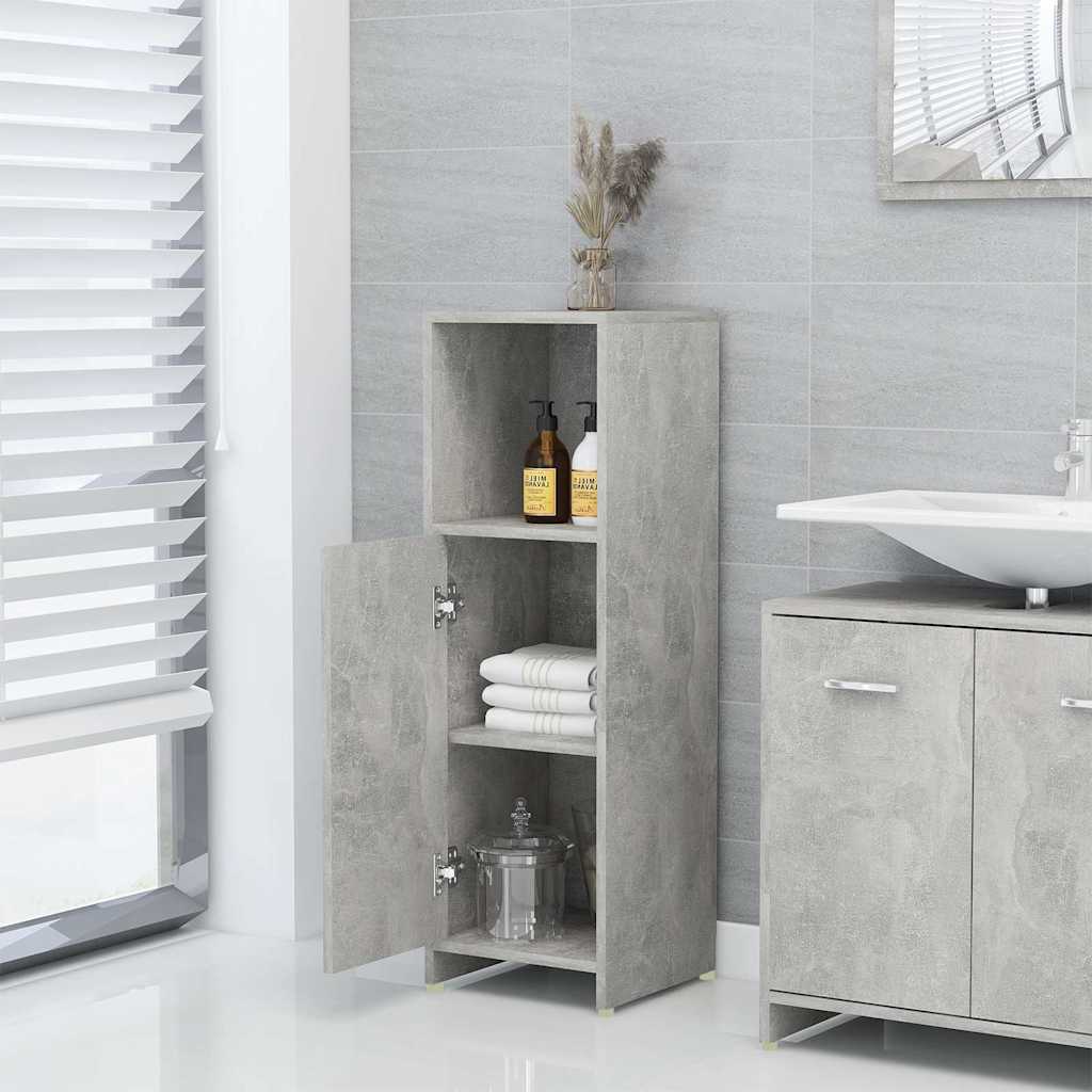 3 Piece Bathroom Furniture Set Concrete Grey Engineered Wood