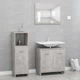3 Piece Bathroom Furniture Set Concrete Grey Engineered Wood
