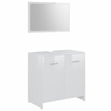 3 Piece Bathroom Furniture Set High Gloss White Engineered Wood - Top-Down View
