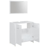 3 Piece Bathroom Furniture Set High Gloss White Engineered Wood - Rear View