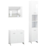 3 Piece Bathroom Furniture Set White Engineered Wood - Front View