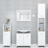 3 Piece Bathroom Furniture Set White Engineered Wood