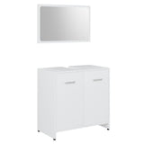 3 Piece Bathroom Furniture Set White Engineered Wood - Top-Down View