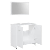 3 Piece Bathroom Furniture Set White Engineered Wood - Rear View