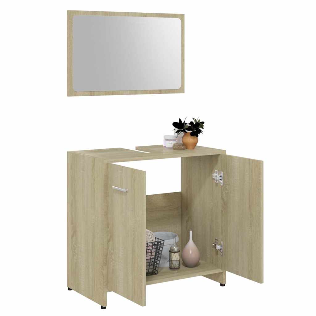 3 Piece Bathroom Furniture Set Sonoma Oak Engineered Wood