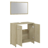 3 Piece Bathroom Furniture Set Sonoma Oak Engineered Wood