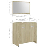 3 Piece Bathroom Furniture Set Sonoma Oak Engineered Wood