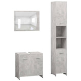 3 Piece Bathroom Furniture Set Concrete Grey Engineered Wood