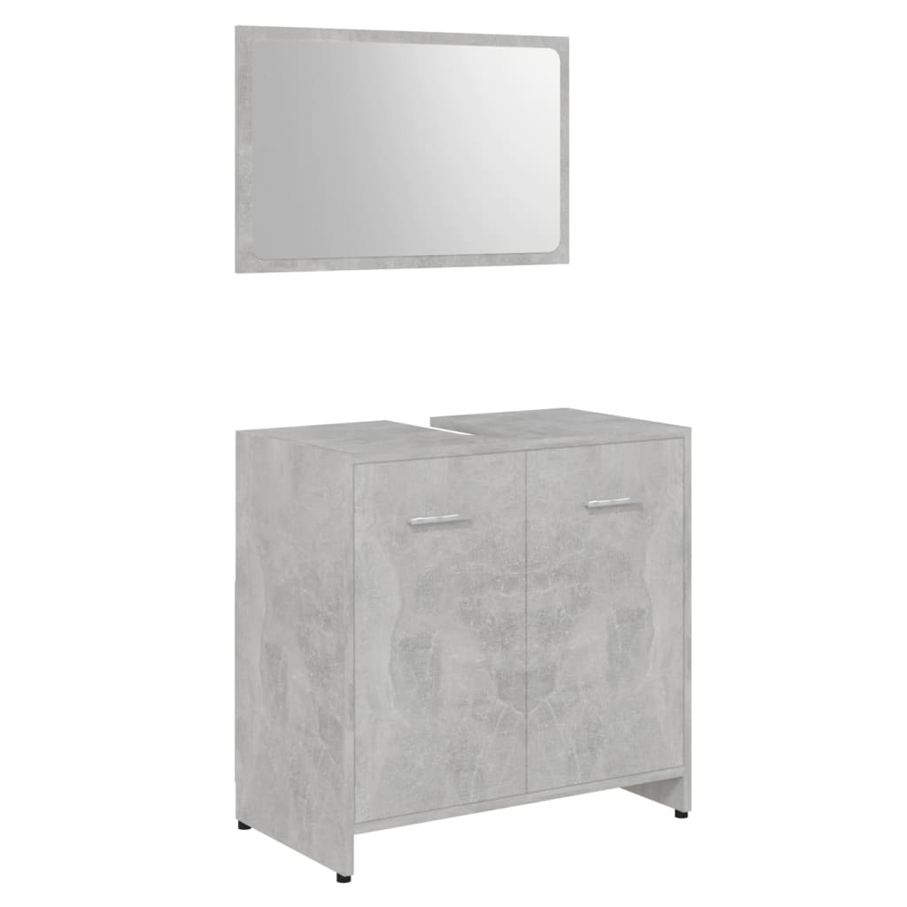 3 Piece Bathroom Furniture Set Concrete Grey Engineered Wood
