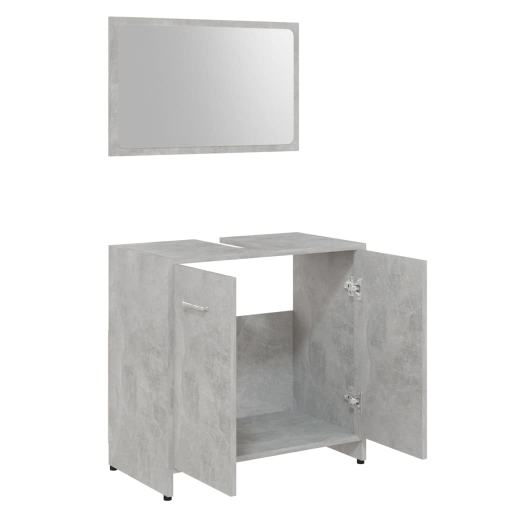 3 Piece Bathroom Furniture Set Concrete Grey Engineered Wood