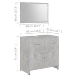 3 Piece Bathroom Furniture Set Concrete Grey Engineered Wood - Extra Image