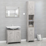 3 Piece Bathroom Furniture Set Concrete Grey Engineered Wood
