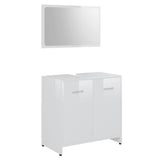 3 Piece Bathroom Furniture Set High Gloss White Engineered Wood - Top-Down View