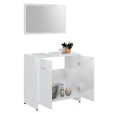 3 Piece Bathroom Furniture Set High Gloss White Engineered Wood