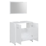 3 Piece Bathroom Furniture Set High Gloss White Engineered Wood - Rear View