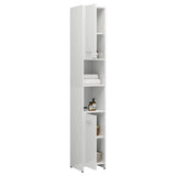 3 Piece Bathroom Furniture Set High Gloss White Engineered Wood - Low Angle