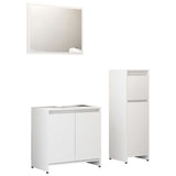 3 Piece Bathroom Furniture Set White Engineered Wood - Front View