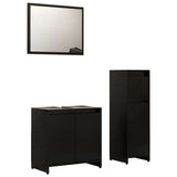 3 Piece Bathroom Furniture Set Black Engineered Wood