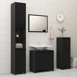 3 Piece Bathroom Furniture Set Black Engineered Wood - Side View