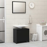 3 Piece Bathroom Furniture Set Black Engineered Wood - Rear View