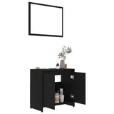 3 Piece Bathroom Furniture Set Black Engineered Wood - Close-Up Angle