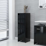 3 Piece Bathroom Furniture Set Black Engineered Wood - Extra Image