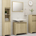 3 Piece Bathroom Furniture Set Sonoma Oak Engineered Wood