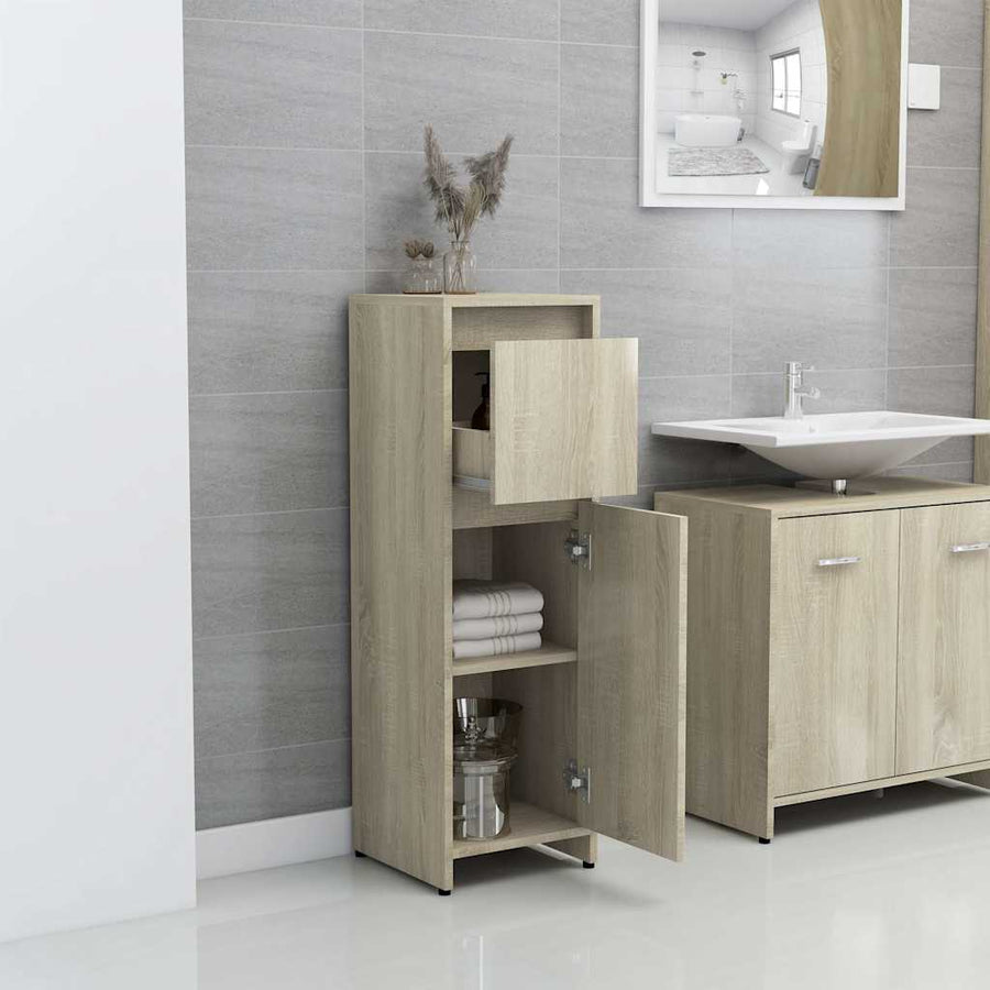 3 Piece Bathroom Furniture Set Sonoma Oak Engineered Wood