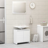 3 Piece Bathroom Furniture Set White Engineered Wood - Rear View