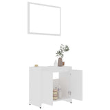 3 Piece Bathroom Furniture Set White Engineered Wood - Close-Up Angle