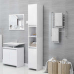 3 Piece Bathroom Furniture Set White Engineered Wood