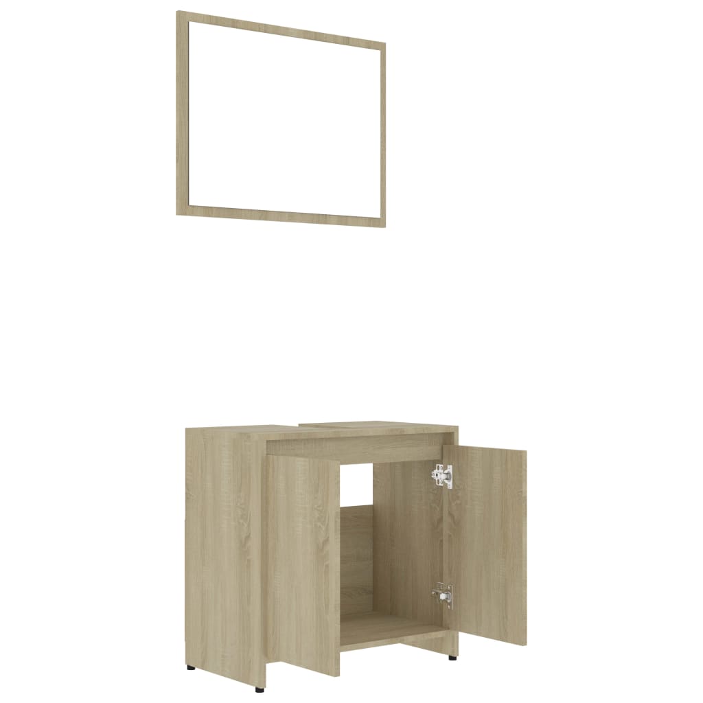3 Piece Bathroom Furniture Set Sonoma Oak Engineered Wood