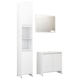 3 Piece Bathroom Furniture Set High Gloss White Engineered Wood - Front View