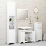 3 Piece Bathroom Furniture Set High Gloss White Engineered Wood