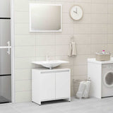 3 Piece Bathroom Furniture Set High Gloss White Engineered Wood - 45-Degree Angle