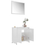 3 Piece Bathroom Furniture Set High Gloss White Engineered Wood