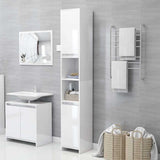 3 Piece Bathroom Furniture Set High Gloss White Engineered Wood - Extra Image