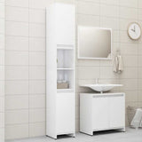 3 Piece Bathroom Furniture Set High Gloss White Engineered Wood