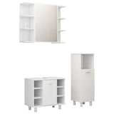 3 Piece Bathroom Furniture Set White Engineered Wood - Front View