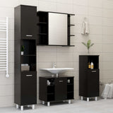 3 Piece Bathroom Furniture Set Black Engineered Wood - Side View