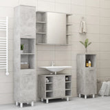 3 Piece Bathroom Furniture Set Concrete Grey Engineered Wood - Side View