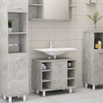 3 Piece Bathroom Furniture Set Concrete Grey Engineered Wood