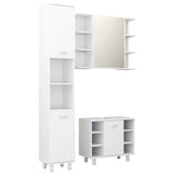 3 Piece Bathroom Furniture Set White Engineered Wood - Front View