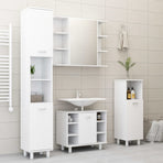 3 Piece Bathroom Furniture Set White Engineered Wood