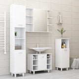 3 Piece Bathroom Furniture Set White Engineered Wood - Side View