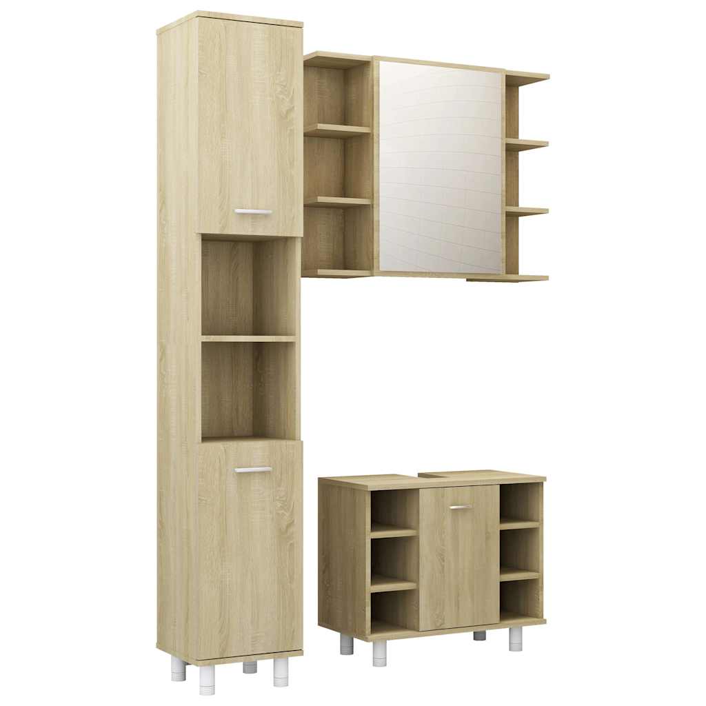 3 Piece Bathroom Furniture Set Sonoma Oak Engineered Wood