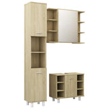 3 Piece Bathroom Furniture Set Sonoma Oak Engineered Wood - Front View