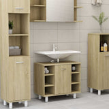 3 Piece Bathroom Furniture Set Sonoma Oak Engineered Wood - 45-Degree Angle